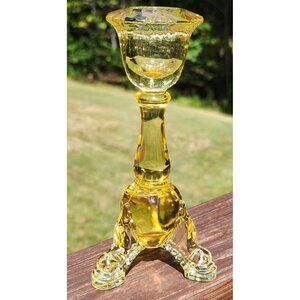 Heisey Empress Single Candlestick Holder Sahara Yellow Dolphin Footed 1401 6"